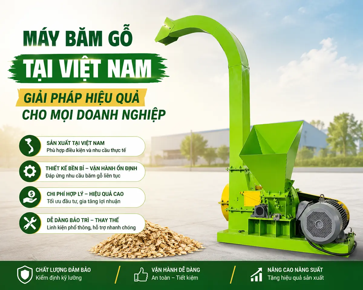 Máy băm gỗ tại Việt Nam có GREEN MECH là thương hiệu uy tín nhất hiện nay