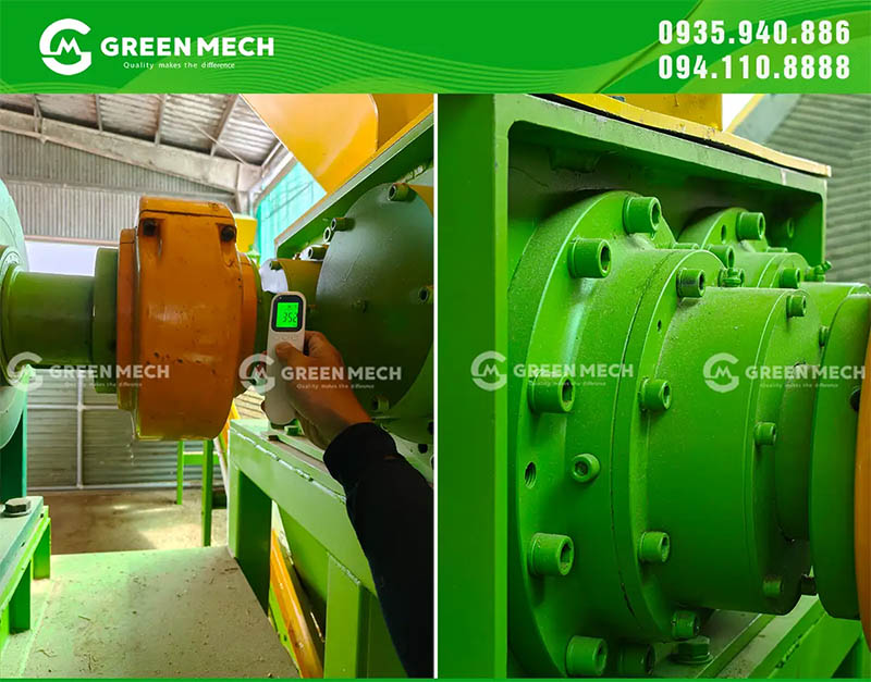 Gối đỡ của máy nghiền hai trục giúp cố định và hỗ trợ chuyển động quay ổn định của trục nghiền