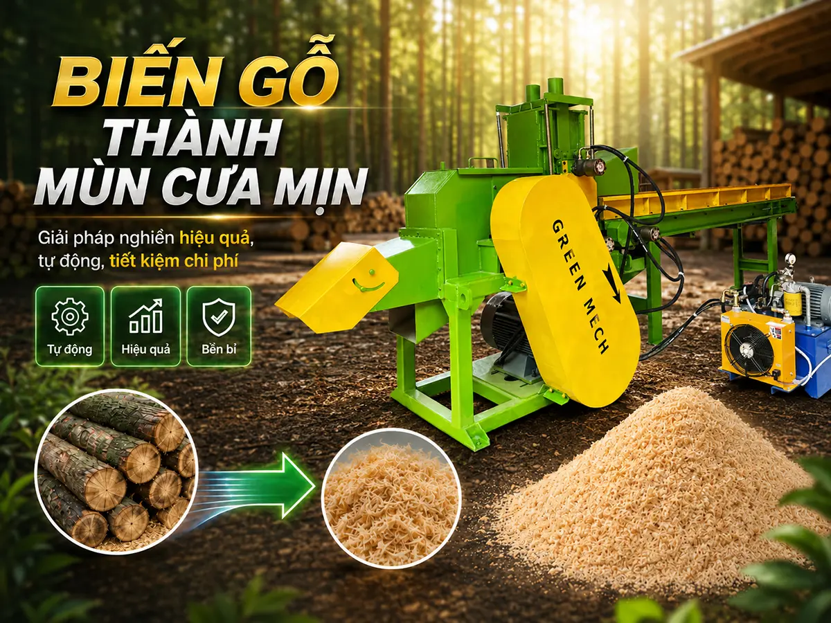 Máy nghiền gỗ thành mùn cưa là thiết bị chủ lực trong chuỗi sản xuất hiện đại, giúp chuyển hóa gỗ thô thành nguyên liệu mịn