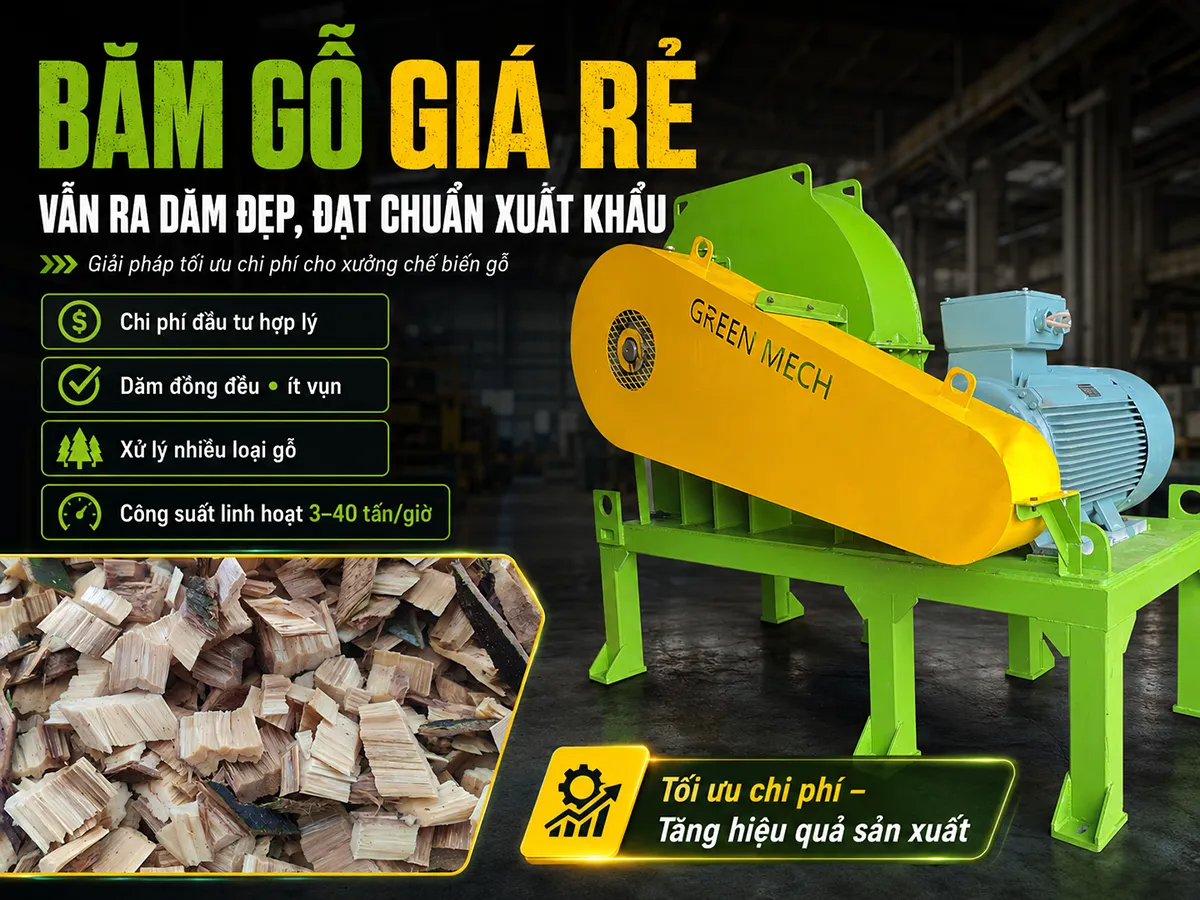 Doanh nghiệp chế biến gỗ hiện nay đang tìm kiếm giải pháp băm gỗ giá rẻ để tối ưu chi phí đầu tư nhưng vẫn đảm bảo chất lượng dăm gỗ phục vụ sản xuất và xuất khẩu