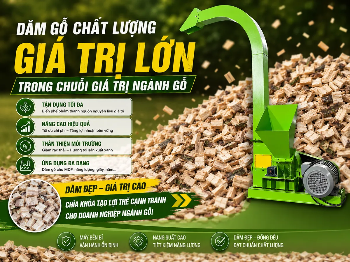 Dăm gỗ trong chuỗi giá trị ngành gỗ giúp tận dụng nguyên liệu và nâng cao hiệu quả chế biến.